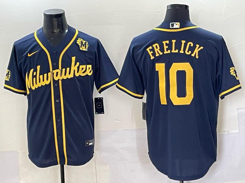 Men Milwaukee Brewers #10 Frelick blue MLB 2025 Nike Jersey 006->milwaukee brewers->MLB Jersey